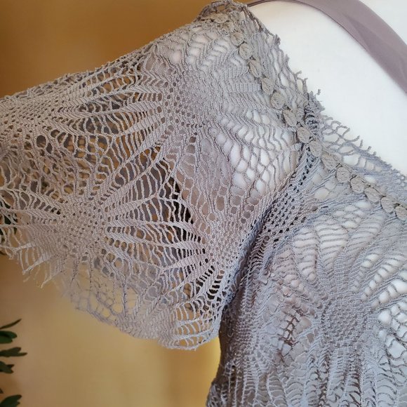 Purple Gray a'reve lace dress with bow - Picture 6 of 13